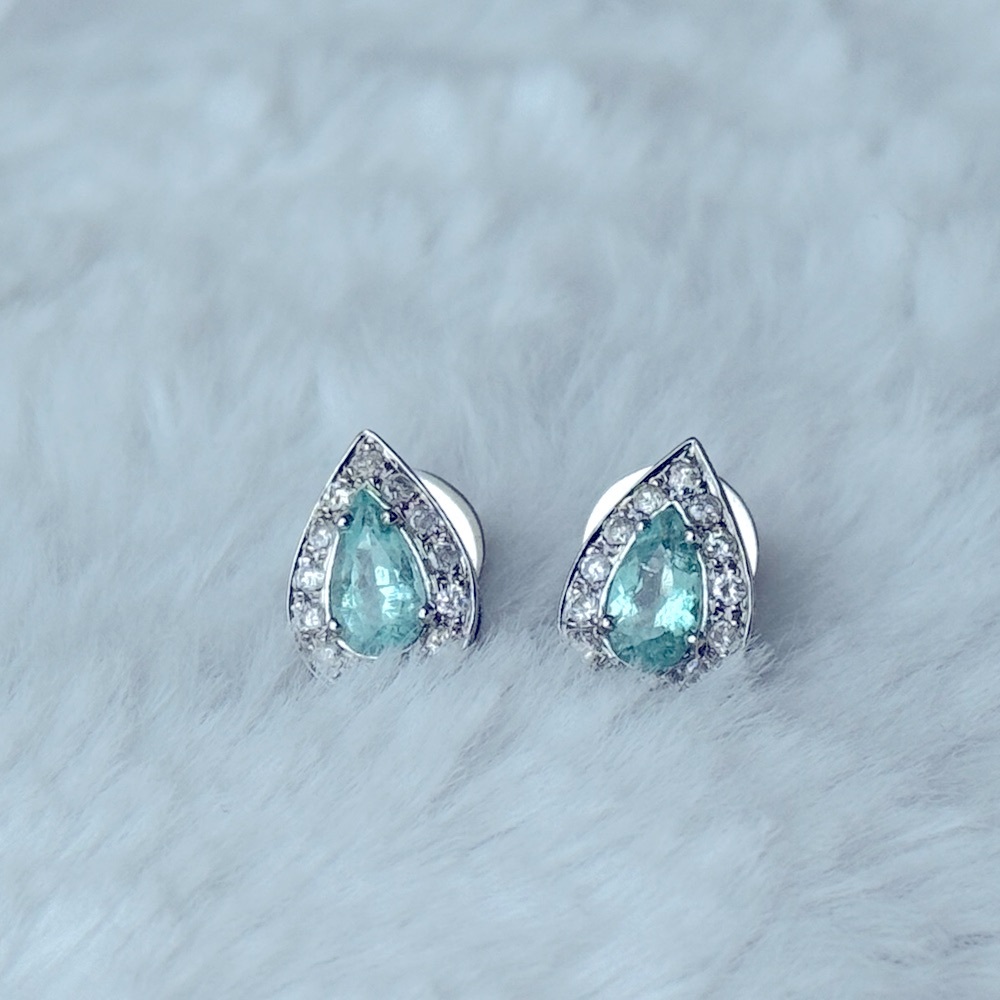 Turmaline Paraiba Teardrop Earrings - Bought in Brazil - Certified in Brazil